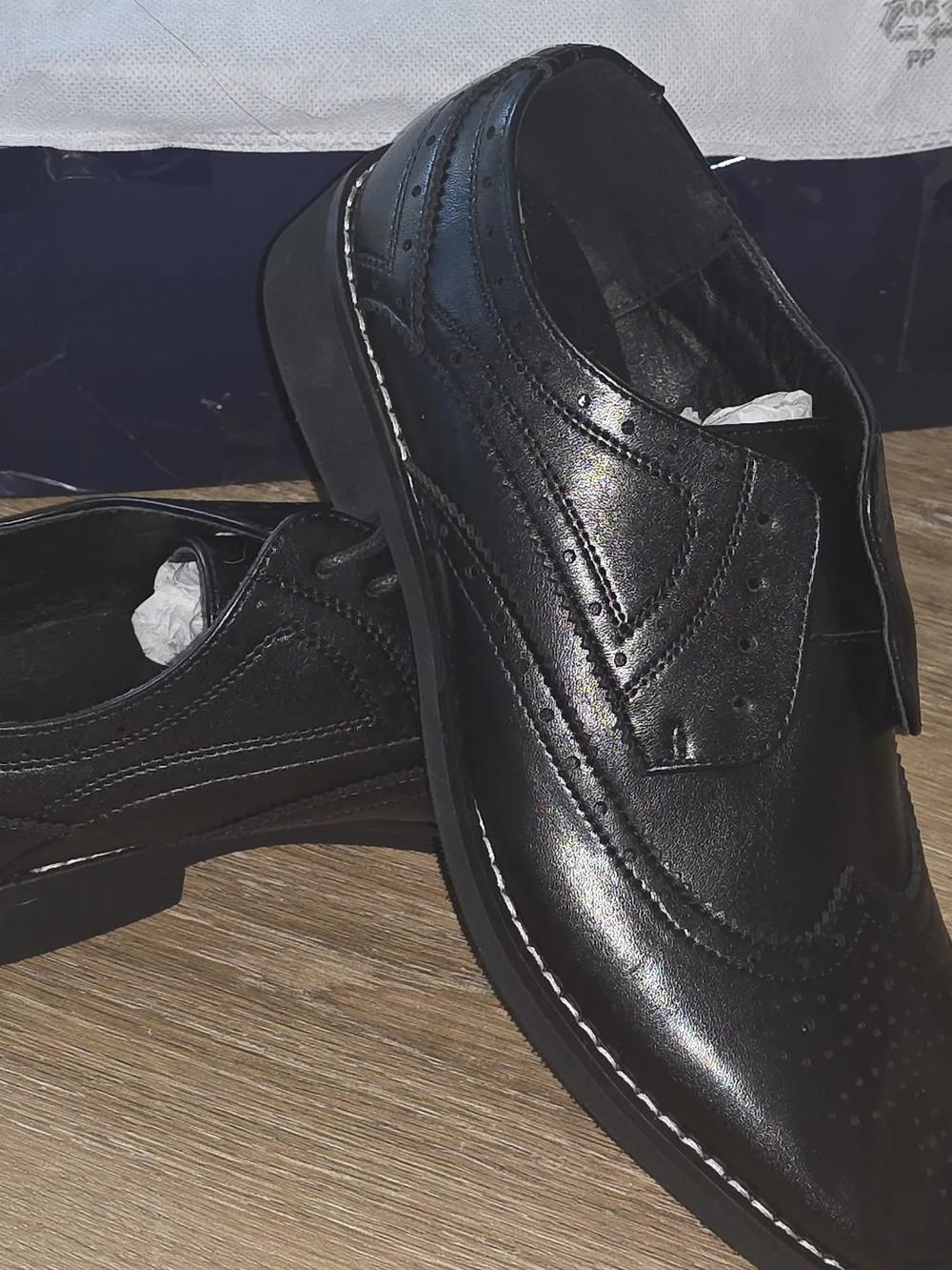 Bruno Marc Men’s Black Leather Brogue Derby Shoes